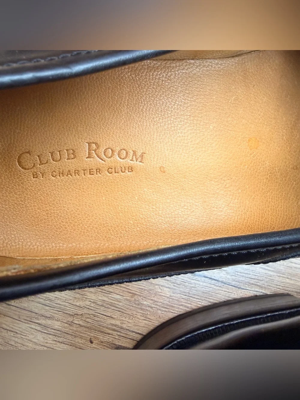 Club Room by charter 8.5M Black Leather Slip-On Penny Loafers
